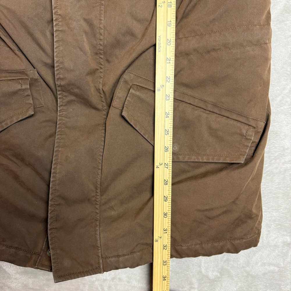 Eddie Bauer Premium Goose Down Parka Coat Women L Brown Faux Fur Quilted Hood - Picture 9 of 13